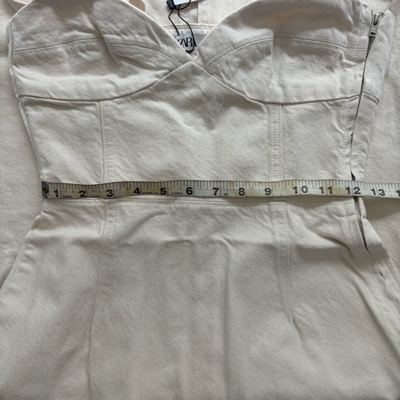 NWT Beige/Cream Zara Denim Midi Dress - Picture 10 of 11